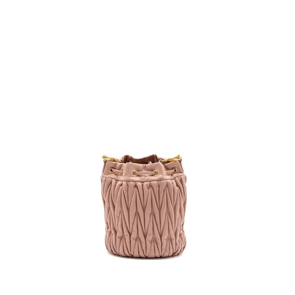MIUMIU MATELASSE BUCKET BAG NAPPA PINK GHW
