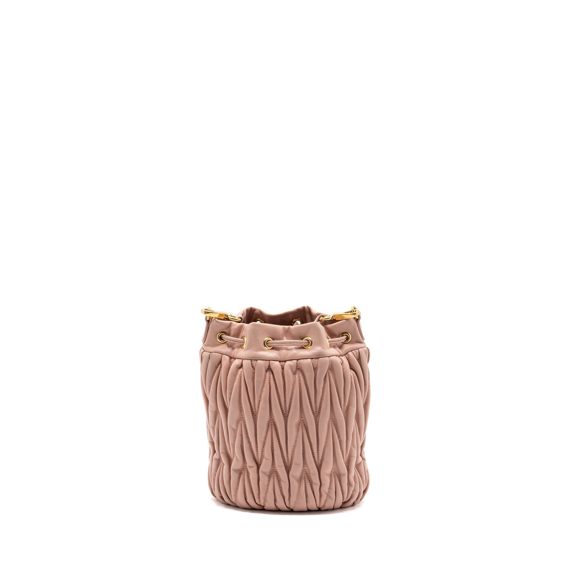 MIUMIU MATELASSE BUCKET BAG NAPPA PINK GHW