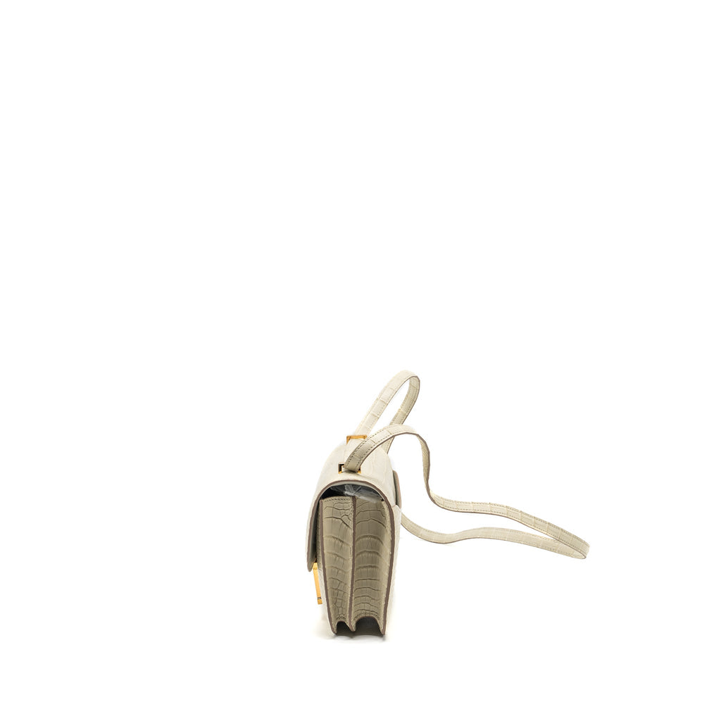 HERMES MINI CONSTANCE ALLIGATOR MISSISSIPPIENSIS MAT BETON GHW
