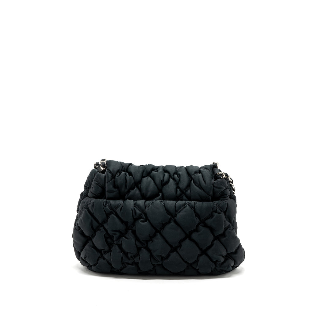 CHANEL QUILTED FLAP SHOULDER BAG NYLON BLACK SHW