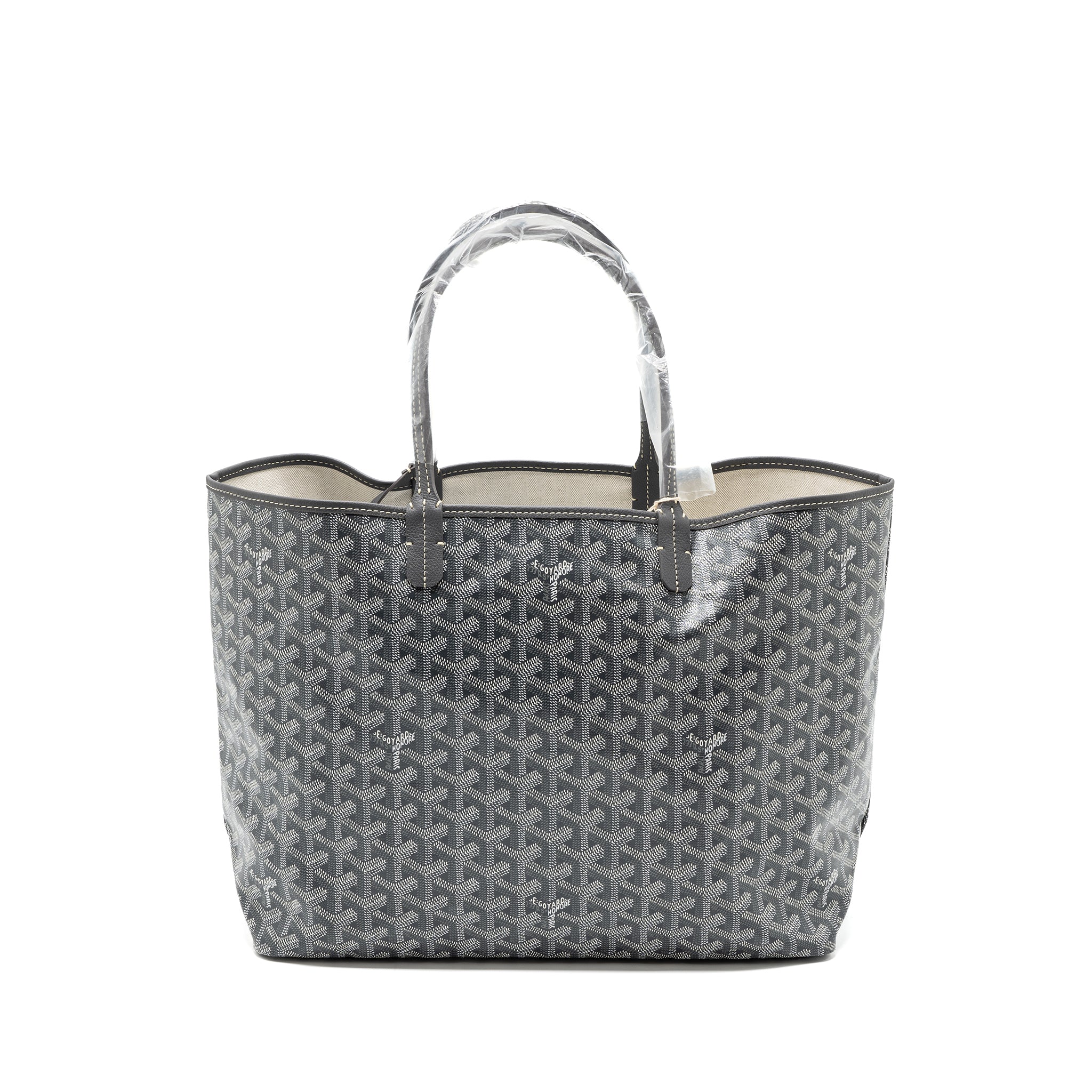 GOYARD SAINT LOUIS PM TOTE BAG CANVAS/ CALFSKIN GREY SHW