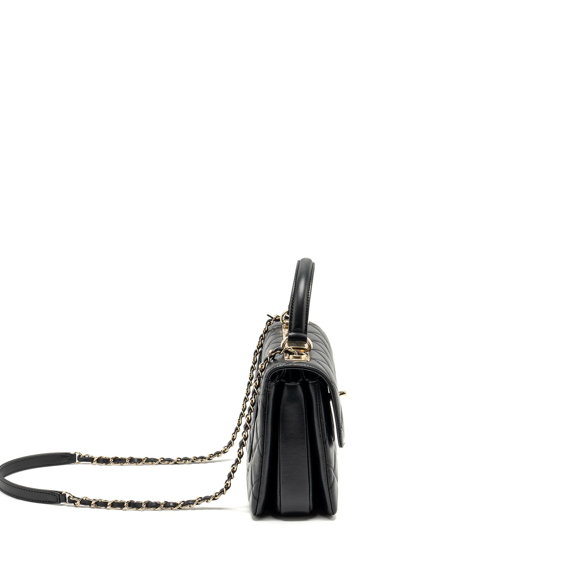 CHANEL SMALL TRENDY CC FLAP BAG LAMBSKIN BLACK LGHW (MICROCHIP)
