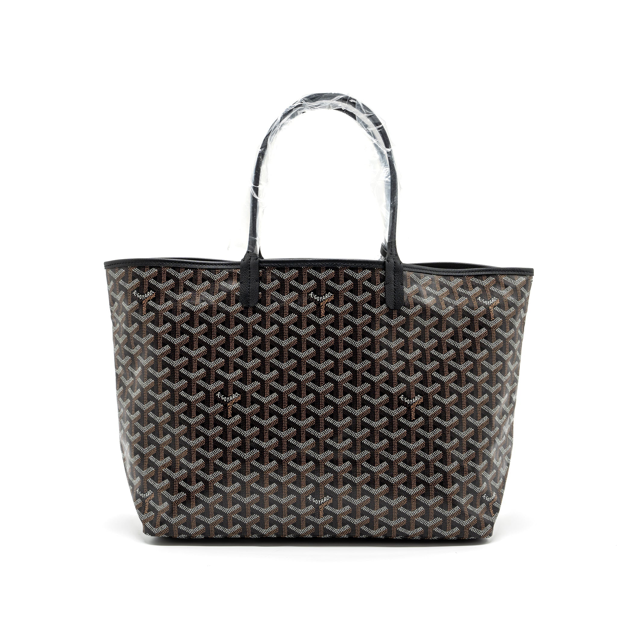 GOYARD SAINT LOUIS PM TOTE BAG GOYARDLINE CANVAS / CALFSKIN BLACK SHW