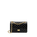 CHANEL LARGE 2.55 226 REISSUE DOUBLE FLAP BAG AGED CALFSKIN BLACK GHW