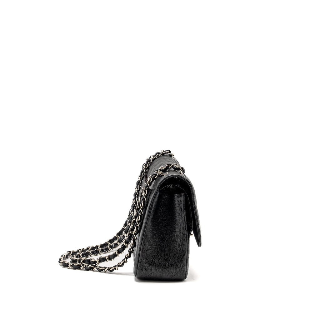 CHANEL JUMBO CLASSIC DOUBLE FLAP BAG CAVIAR BLACK SHW