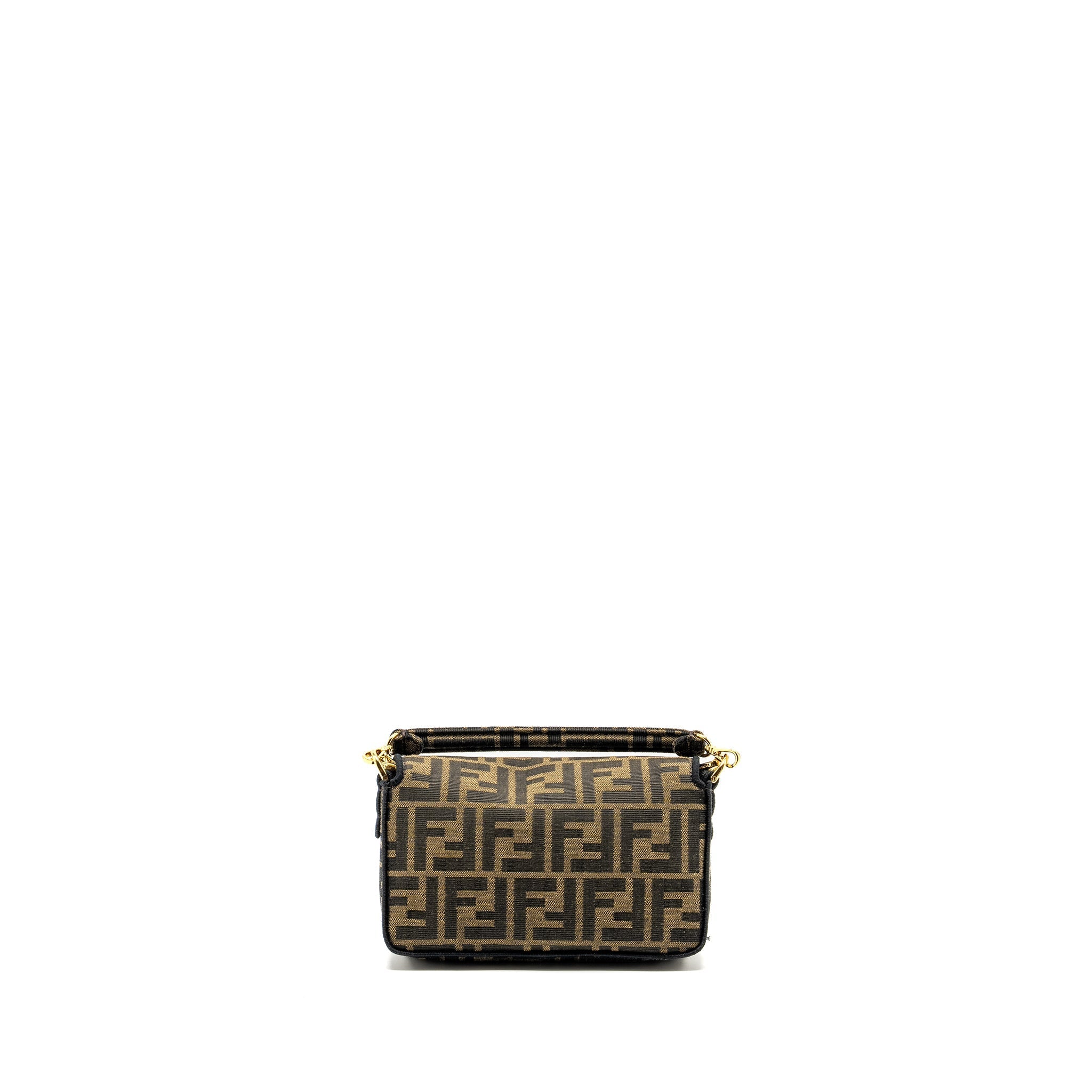 FENDI MINI BAGUETTE BAG FF JACQUARD FABRIC BROWN GHW