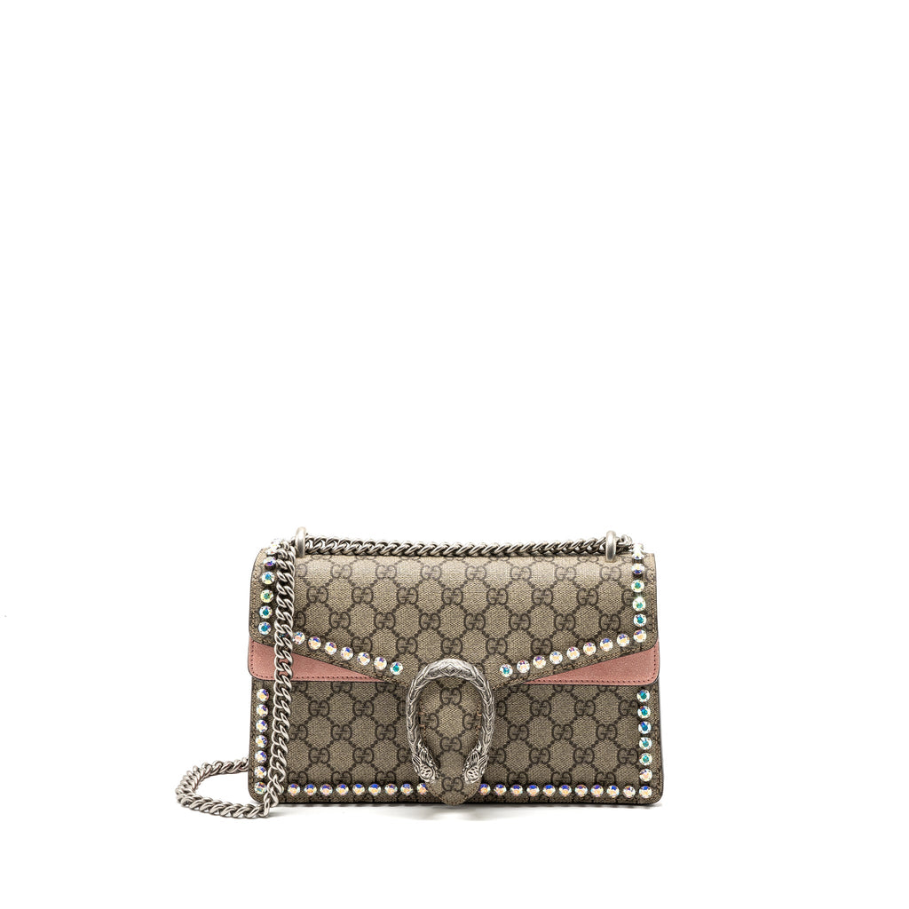 GUCCI DIONYSUS SHOULDER BAG GG SUPREME CANVAS/SUEDE PINK/BROWN LIMITED EDITION SHW