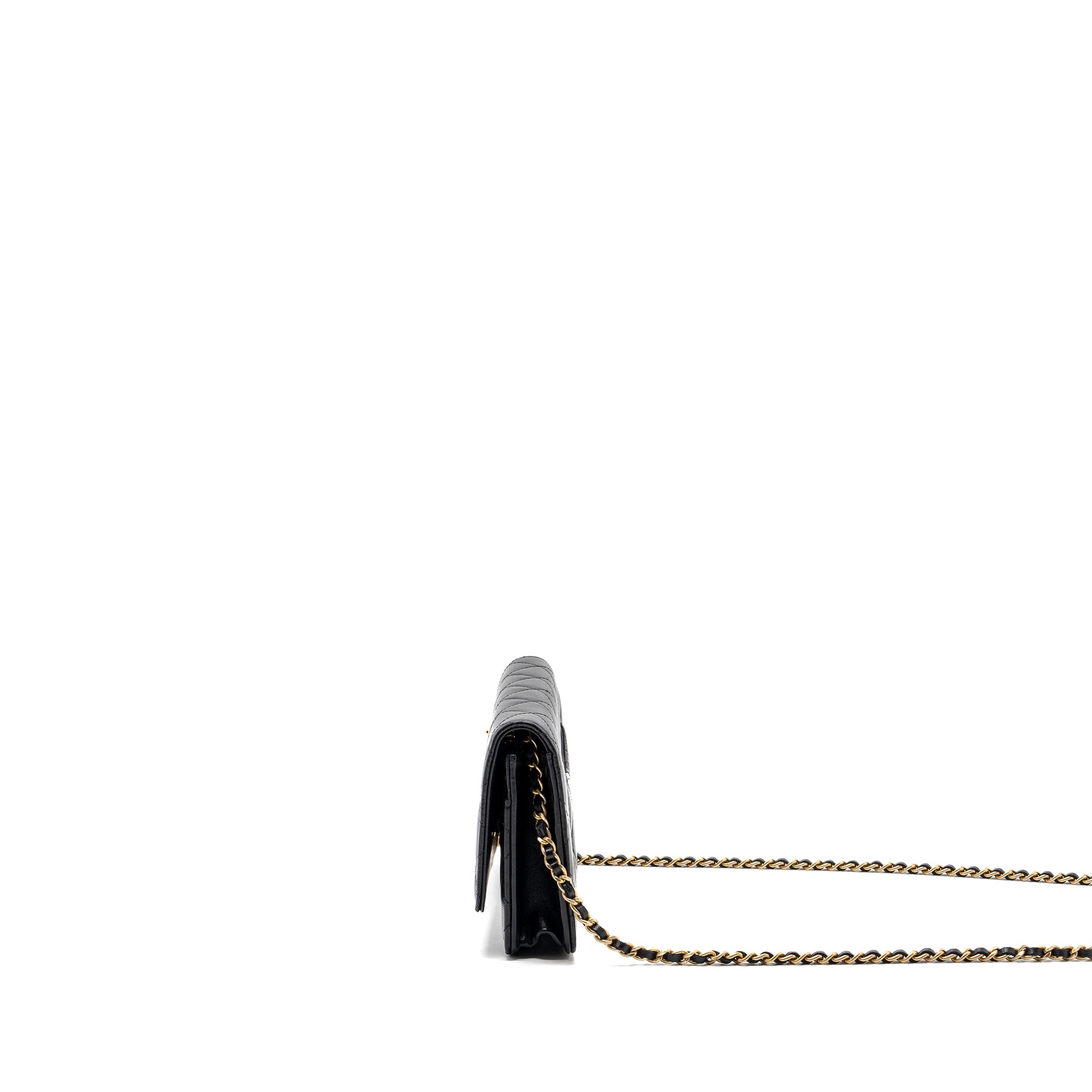 CHANEL CLASSIC WALLET ON CHAIN WITH CHARMS LAMBSKIN BLACK GHW