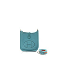 HERMES MINI EVELYNE CLEMENCE BLUE SAINT CYR WITH MULTICOLOR STRAP SHW