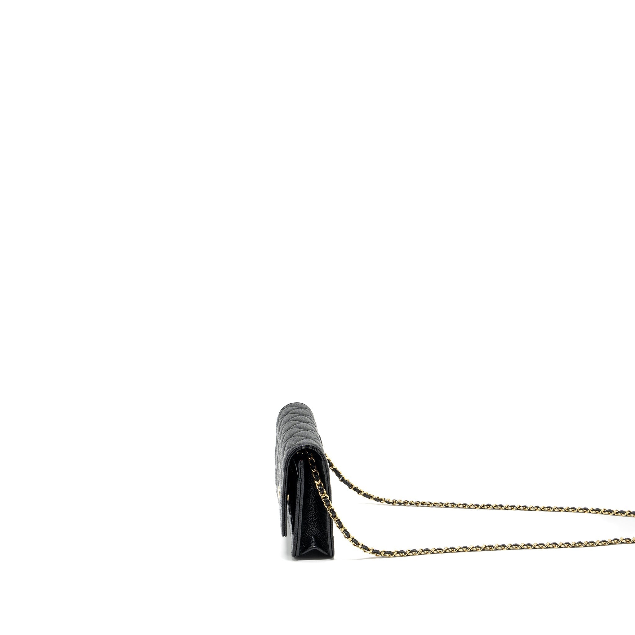 CHANEL CLASSIC WALLET ON CHAIN CAVIAR BLACK GHW (MICROCHIP)