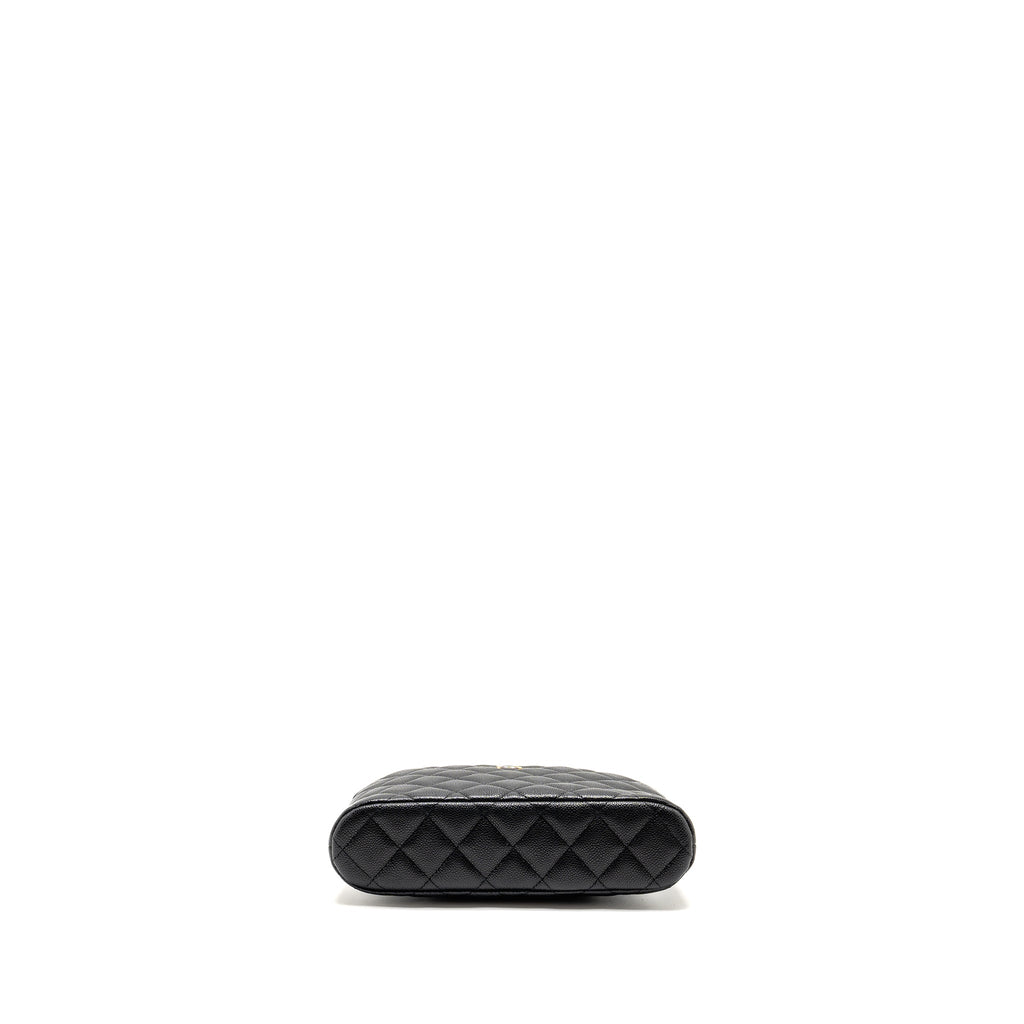 CHANEL CLASSIC CC CLUTCH WITH CHAIN CAVIAR BLACK LGHW (MICROCHIP)