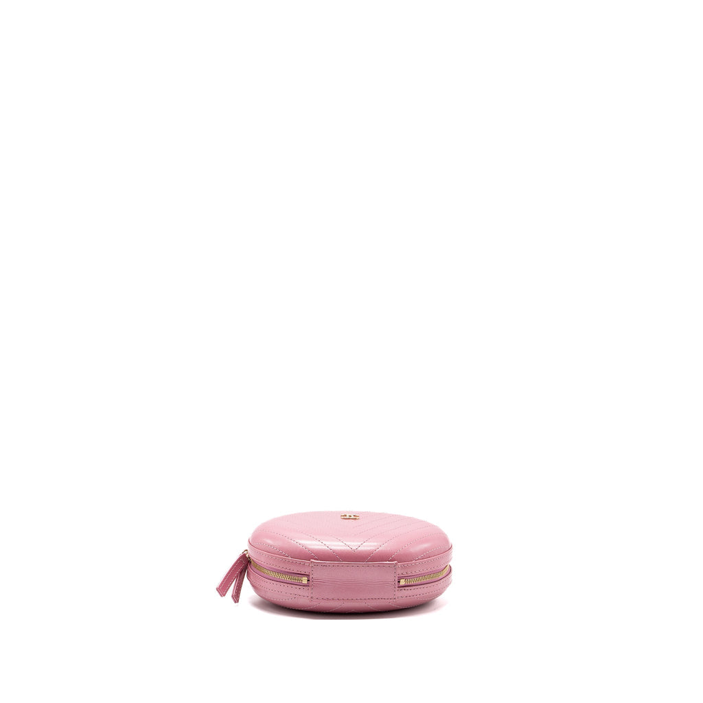 CHANEL OVAL CHEVRON BAG LAMBSKIN PINK LGHW