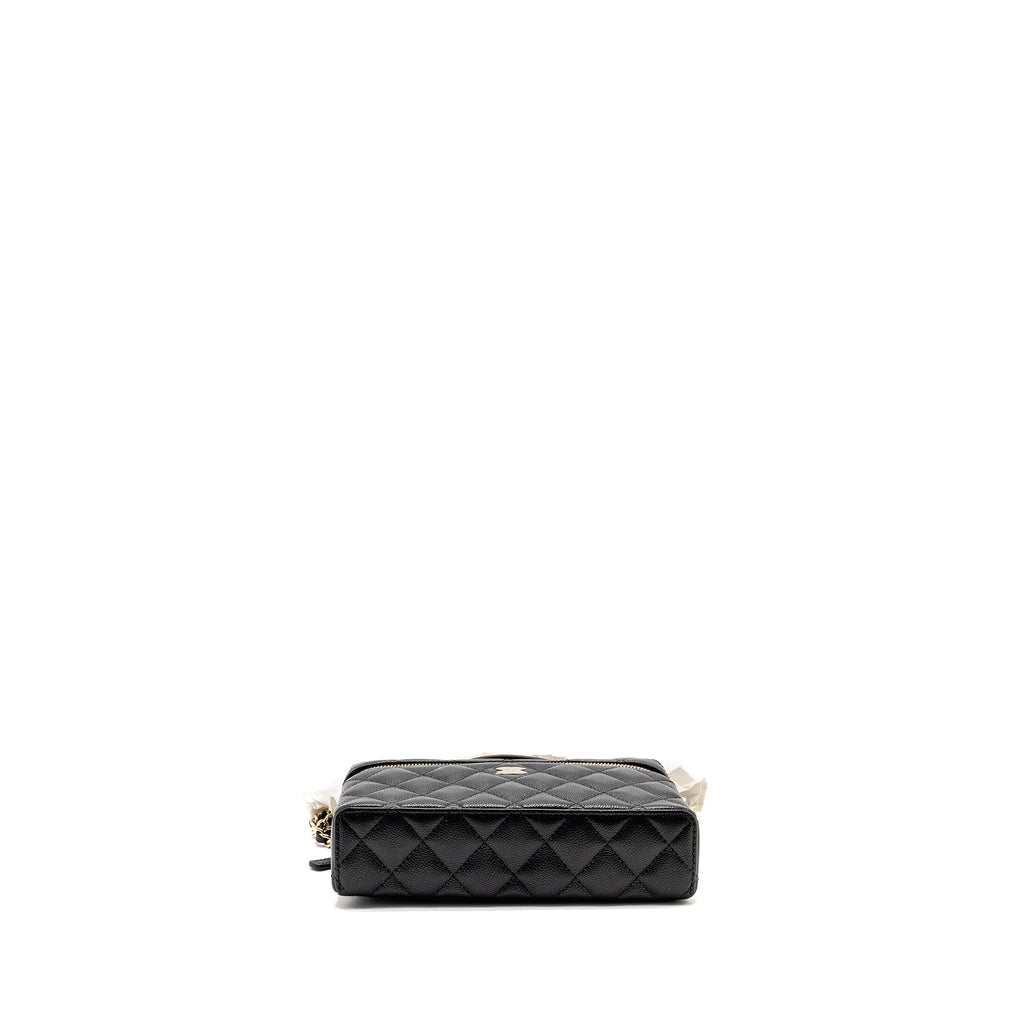 CHANEL 25P CC TOP HANDLE VANITY WITH CHAIN CAVIAR BLACK LGHW (MICROCHIP)