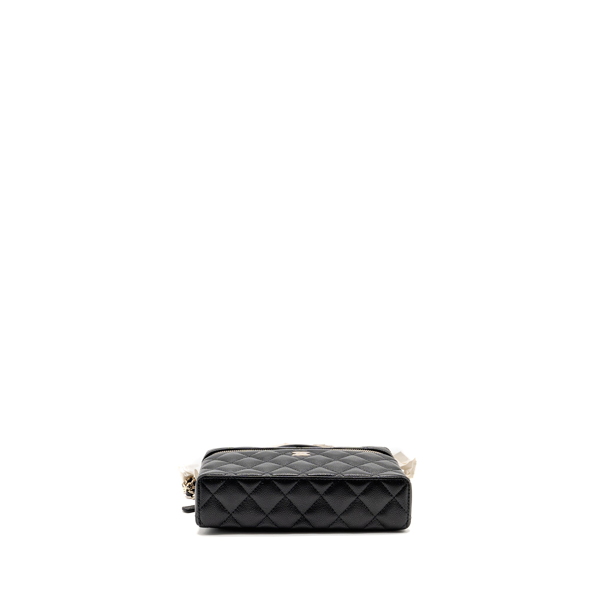 CHANEL 25P CC TOP HANDLE VANITY WITH CHAIN CAVIAR BLACK LGHW (MICROCHIP)