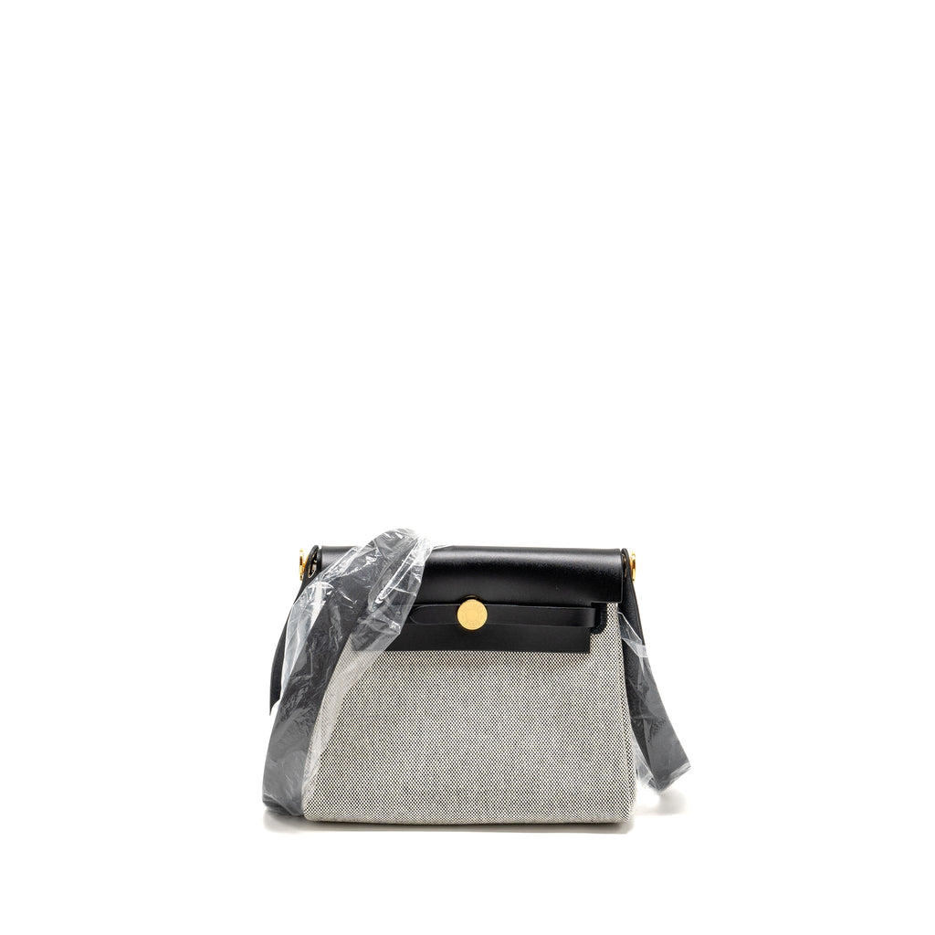 HERMES HERBAG MINI CANVAS/COWHIDE BLACK/ ECRU GHW