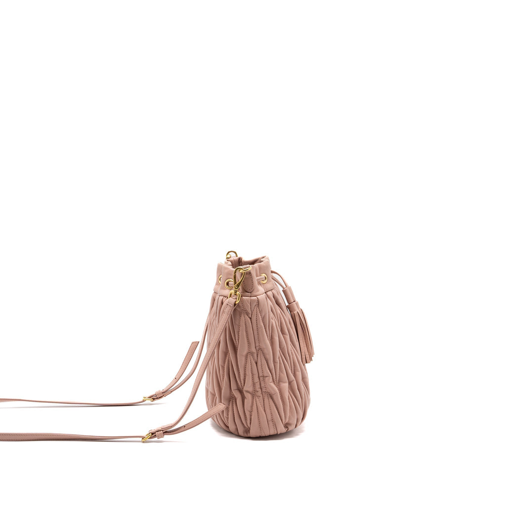 MIUMIU MATELASSE BUCKET BAG NAPPA PINK GHW
