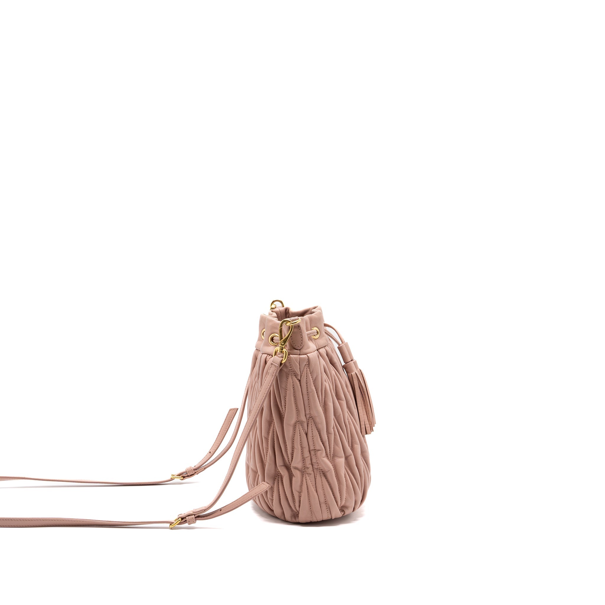MIUMIU MATELASSE BUCKET BAG NAPPA PINK GHW