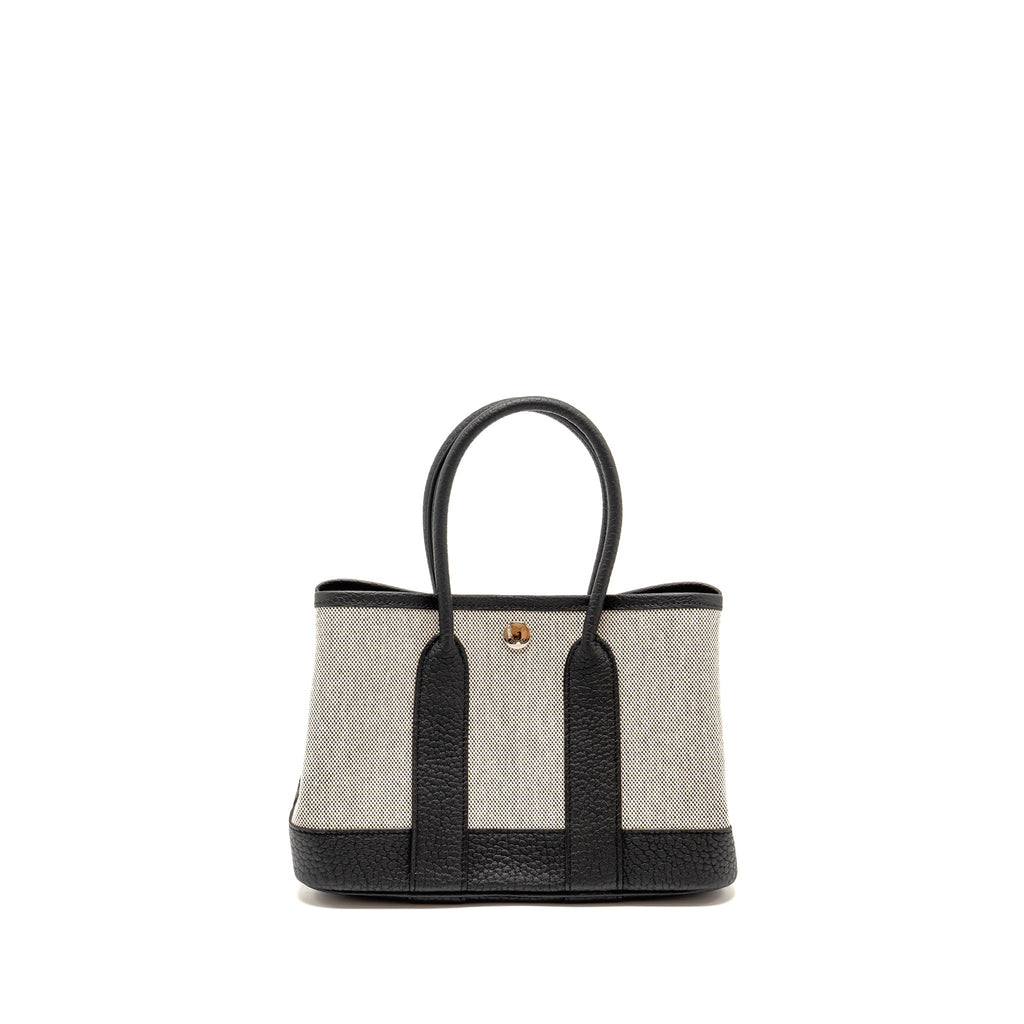 HERMES GARDEN PARTY 23 CANVAS/NEGONDA ECRU-BLACK/BLACK SHW
