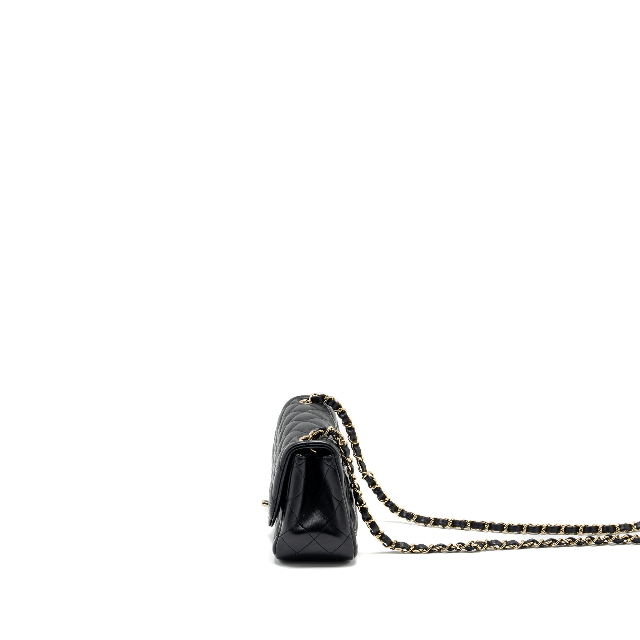 CHANEL MINI SQUARE FLAP BAG LAMBSKIN BLACK LGHW (MICROCHIP)