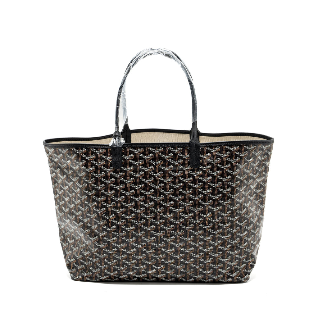 GOYARD SAINT LOUIS PM TOTE BAG GOYARDLINE CANVAS / CALFSKIN BLACK SHW