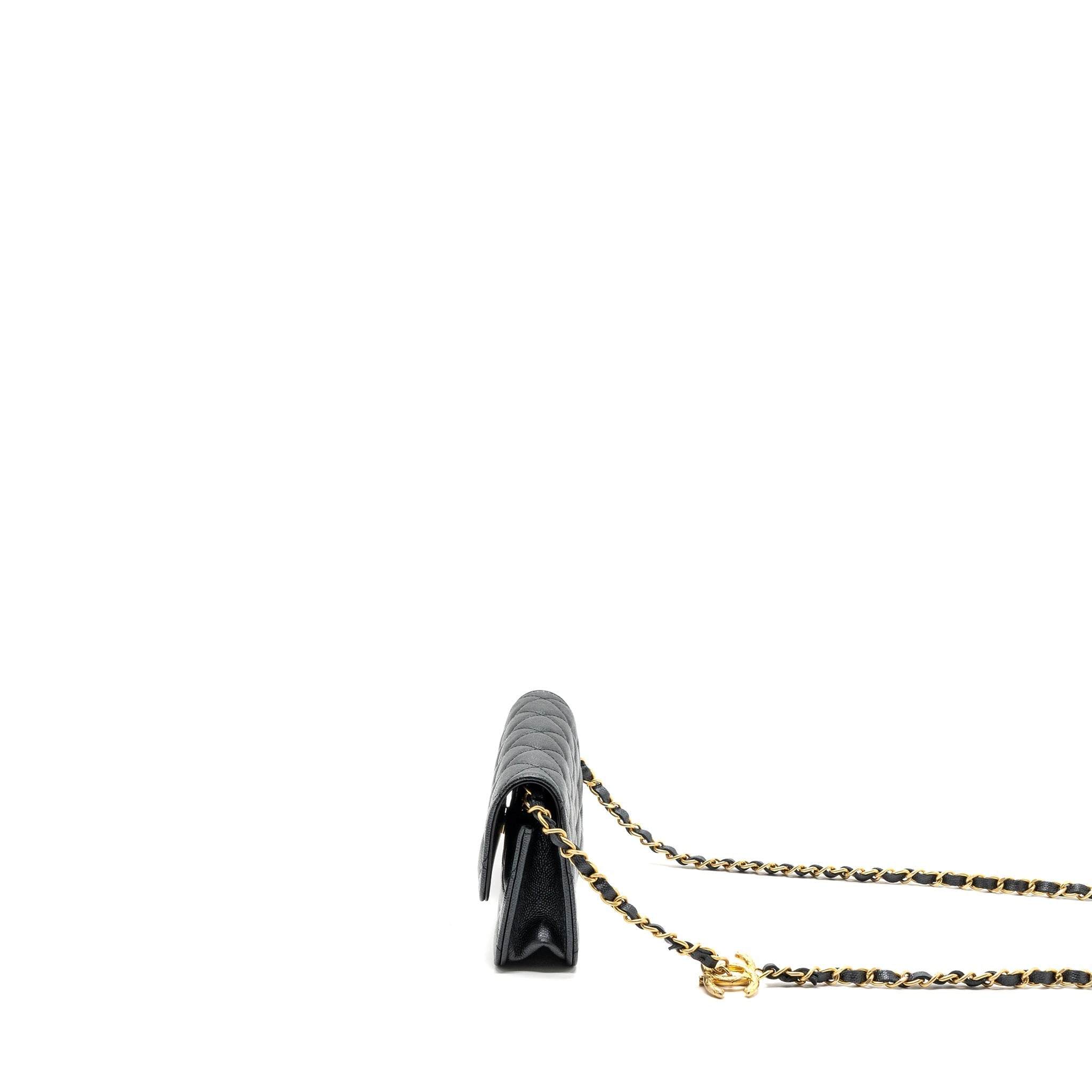 CHANEL MINI FLAP BAG WITH ADJUSTABLE CHAINS CAVIAR BLACK GHW(MICROCHIP)