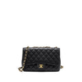 CHANEL CLASSIC JUMBO SINGLE FLAP BAG CAVIAR BLACK GHW
