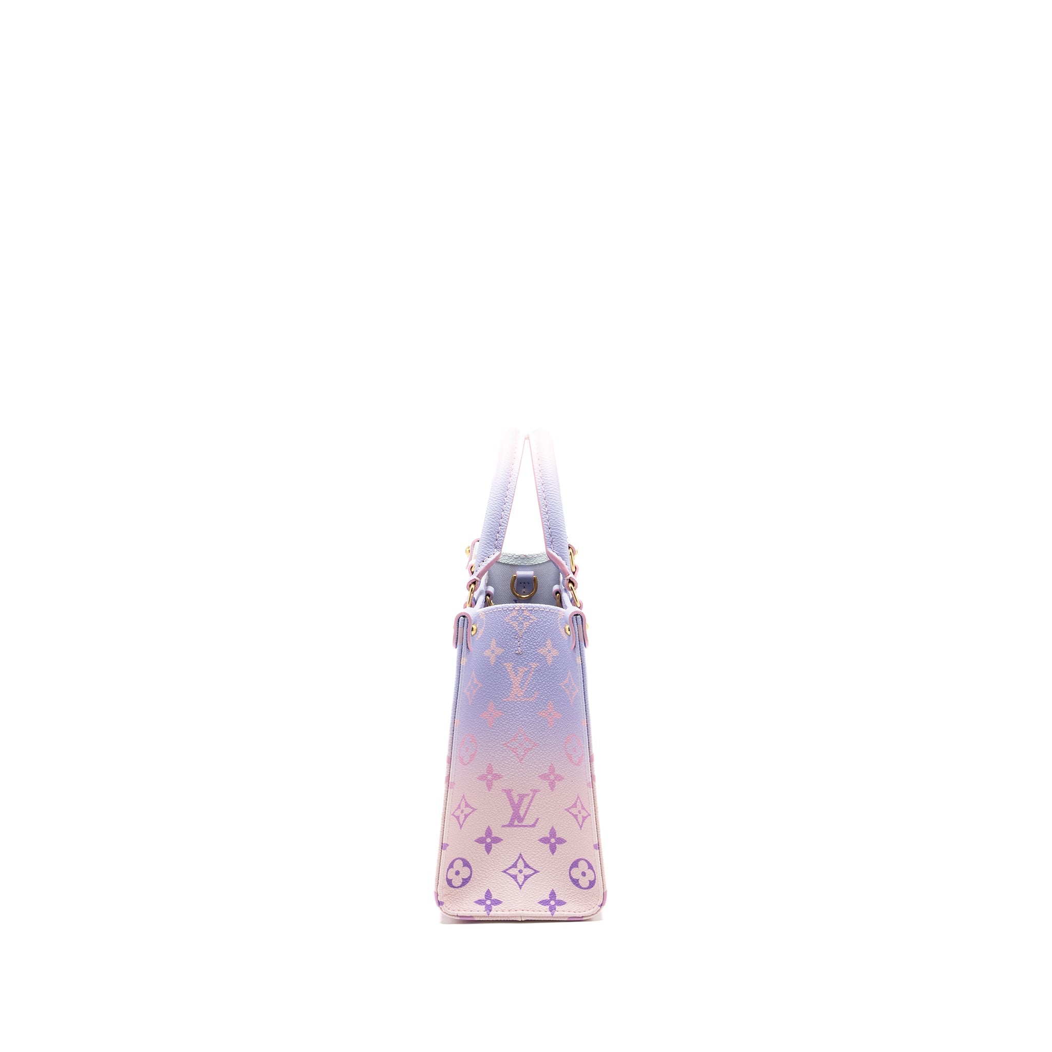 LOUIS VUITTON ONTHEGO PM CALFSKIN SUNRISE PASTEL MULTICOLOUR PINK / PURPLE GHW