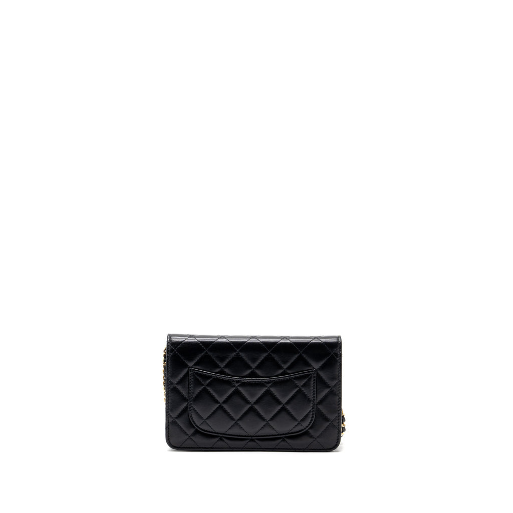 CHANEL CLASSIC WALLET ON CHAIN WITH CHARMS LAMBSKIN BLACK GHW