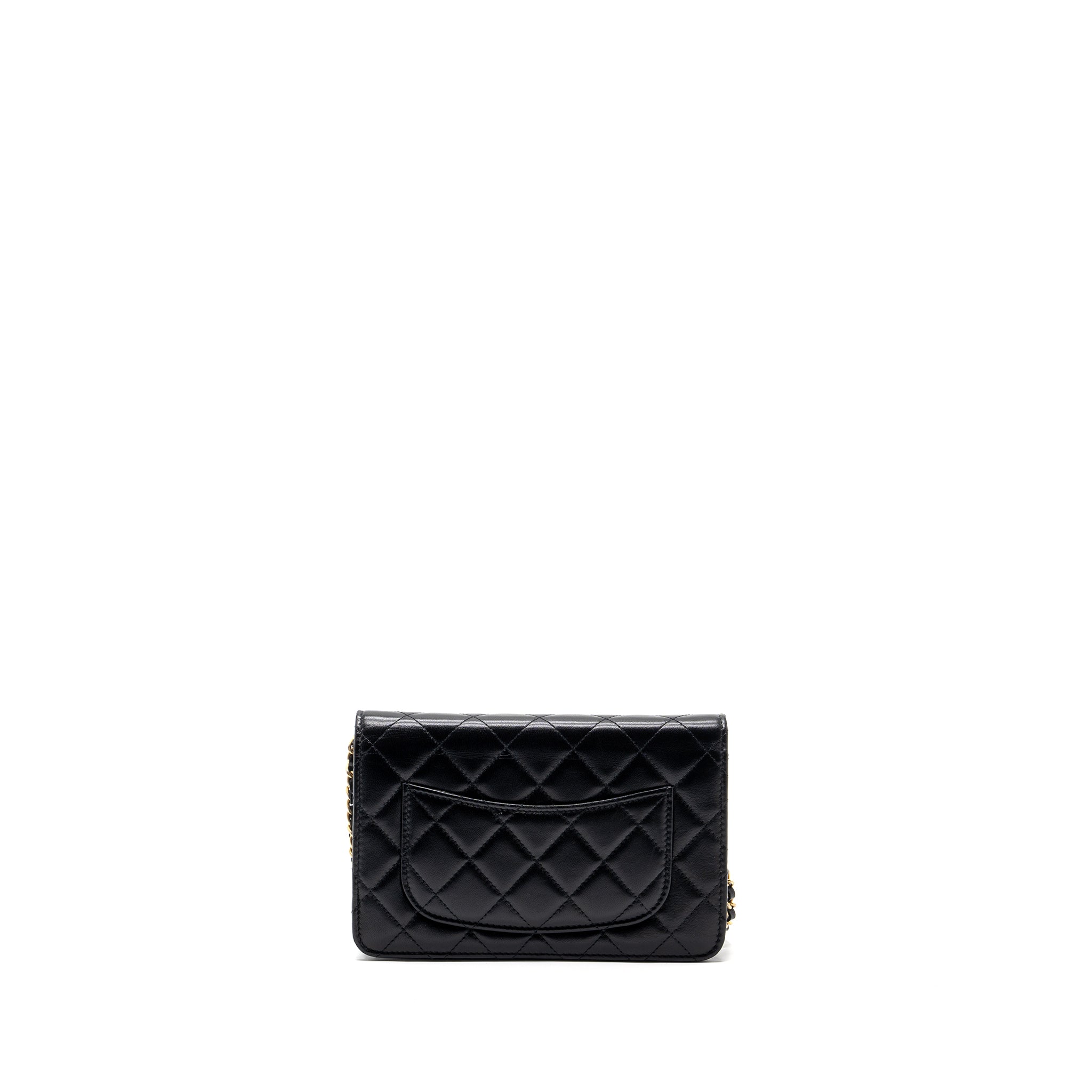CHANEL CLASSIC WALLET ON CHAIN WITH CHARMS LAMBSKIN BLACK GHW