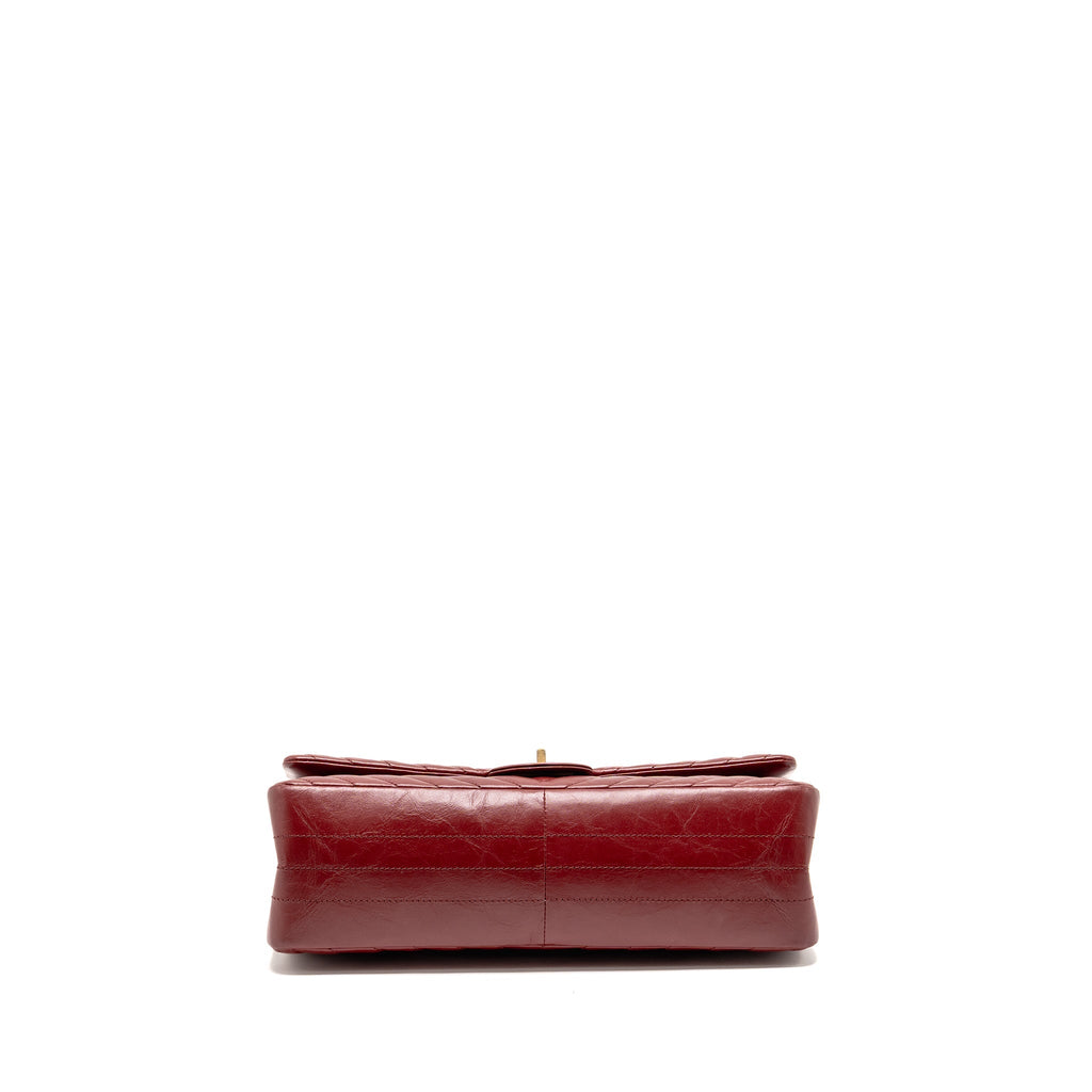 CHANEL 2.55 226 REISSUE DOUBLE FLAP BAG CHEVRON AGED CALFSKIN RED GHW