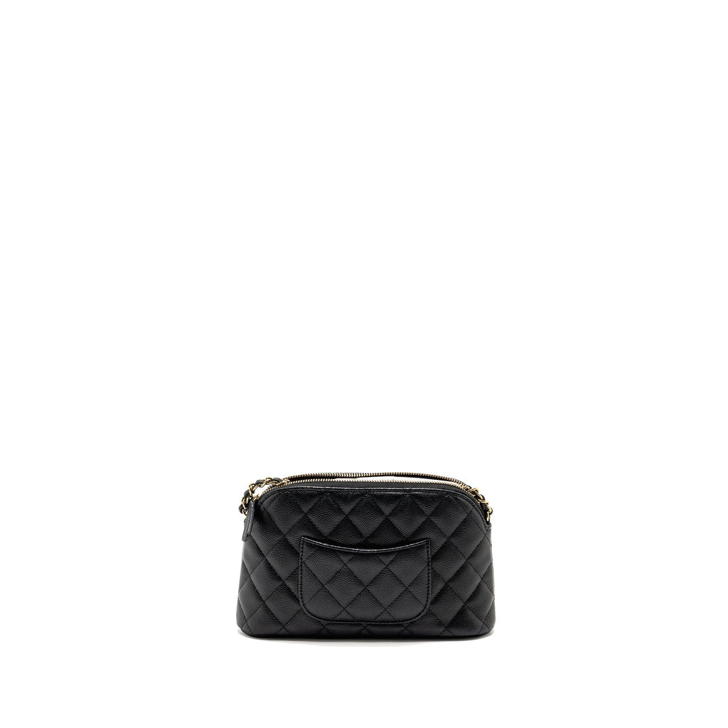 CHANEL CLASSIC CC CLUTCH WITH CHAIN CAVIAR BLACK LGHW (MICROCHIP)