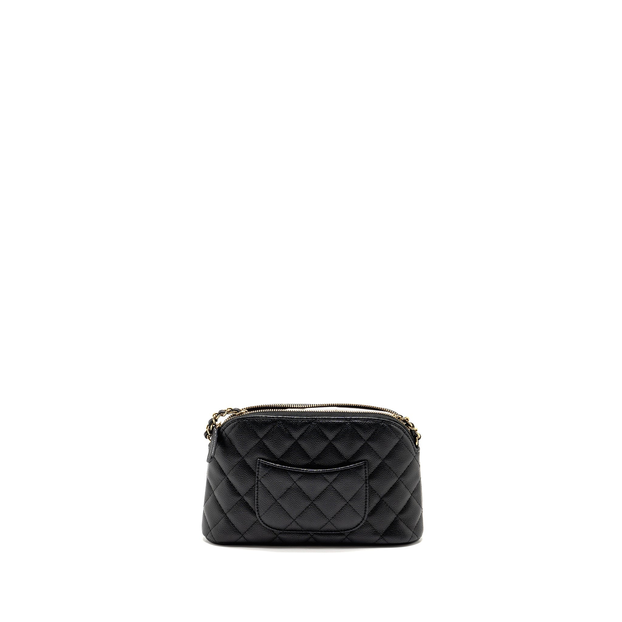 CHANEL CLASSIC CC CLUTCH WITH CHAIN CAVIAR BLACK LGHW (MICROCHIP)