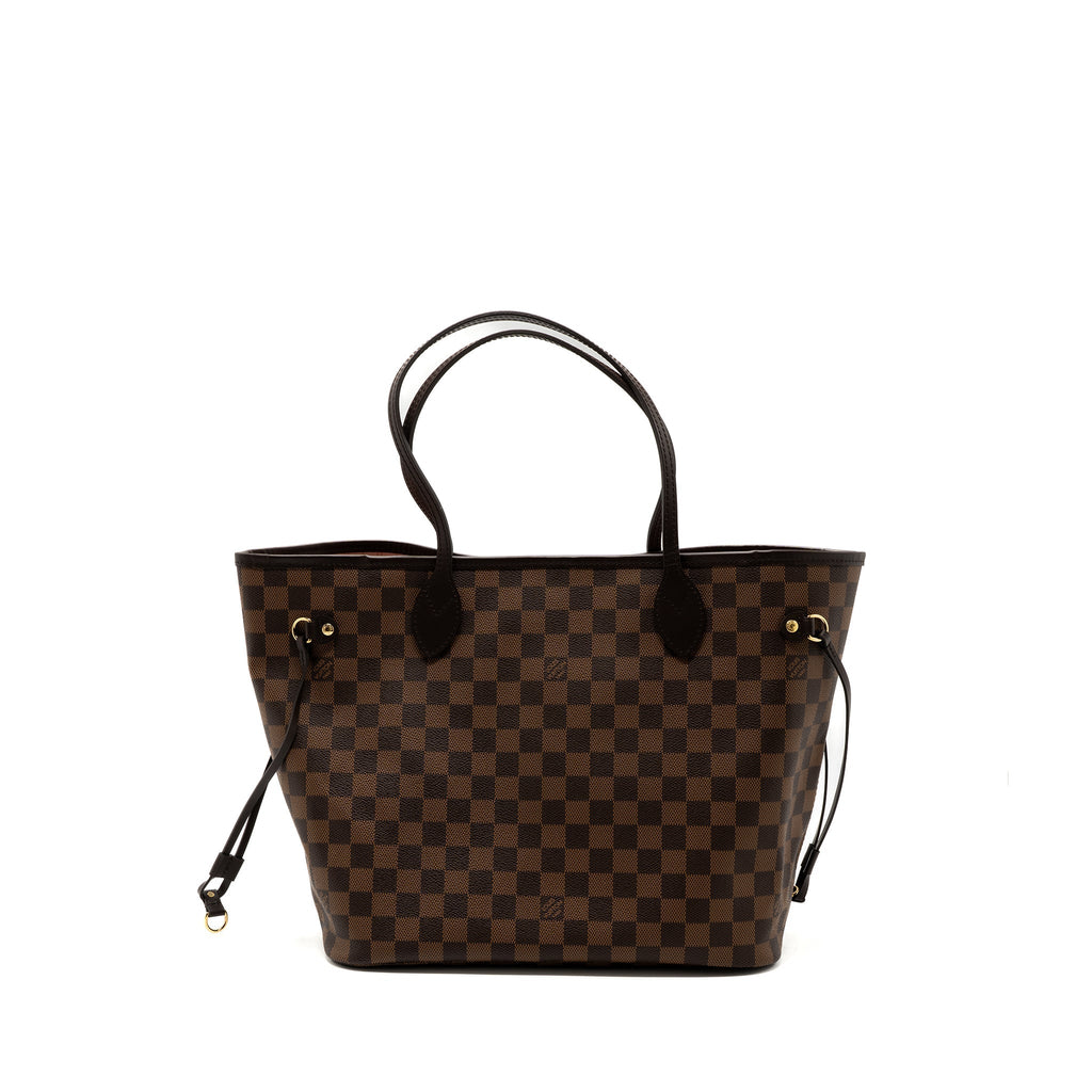 LOUIS VUITTON NEVERFULL MM MONOGRAM DAMIER EBENE CANVAS / ROSE BALLERINA GHW