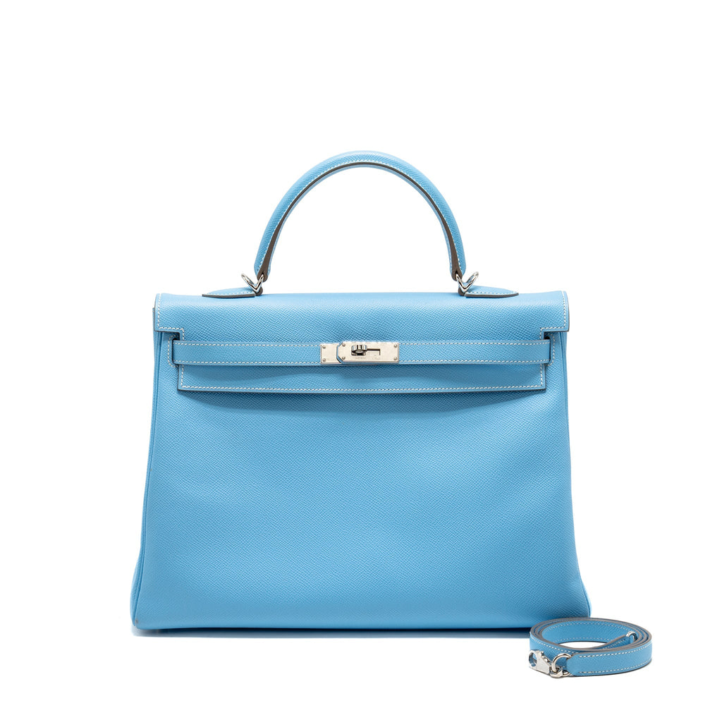 HERMES KELLY 35 EPSOM 7N BLUE CELESTE SHW