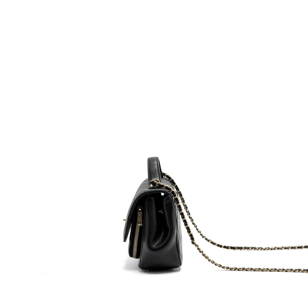 CHANEL SMALL BUSINESS AFFINITY CAVIAR BLACK LGHW (MICROCHIP)