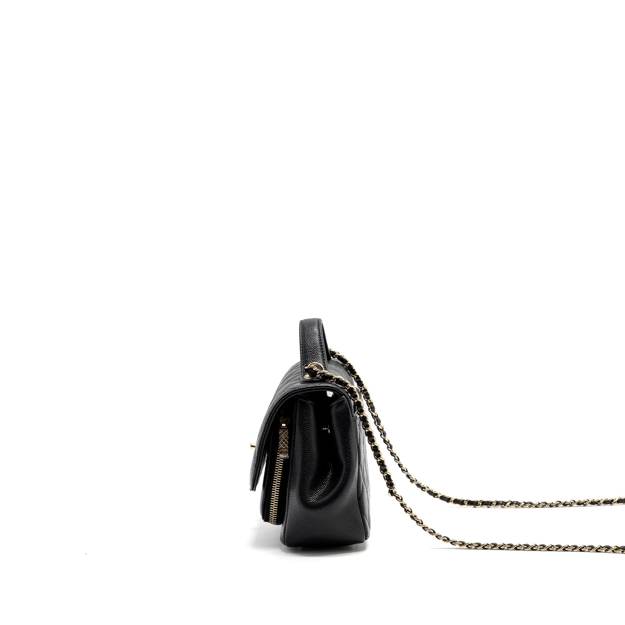 CHANEL SMALL BUSINESS AFFINITY CAVIAR BLACK LGHW (MICROCHIP)