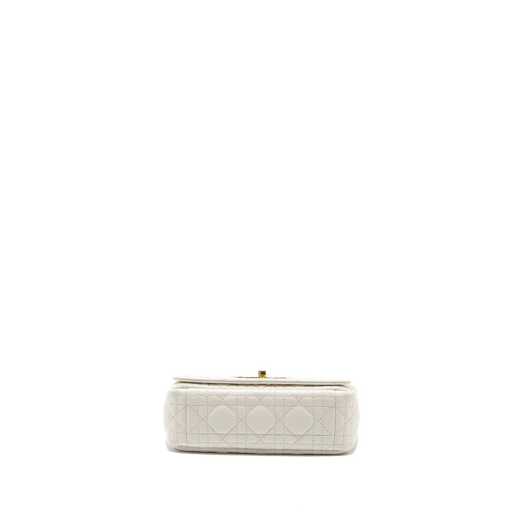 DIOR CARO S FLAP BAG CALFSKIN WHITE GHW