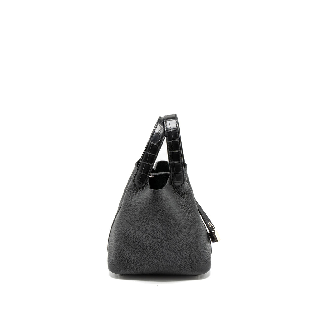 HERMES PICOTIN 18 TOUCH LOCK BAG CLEMENCE/ALLIGATOR MISSISSIPPIENSIS BLACK SHW