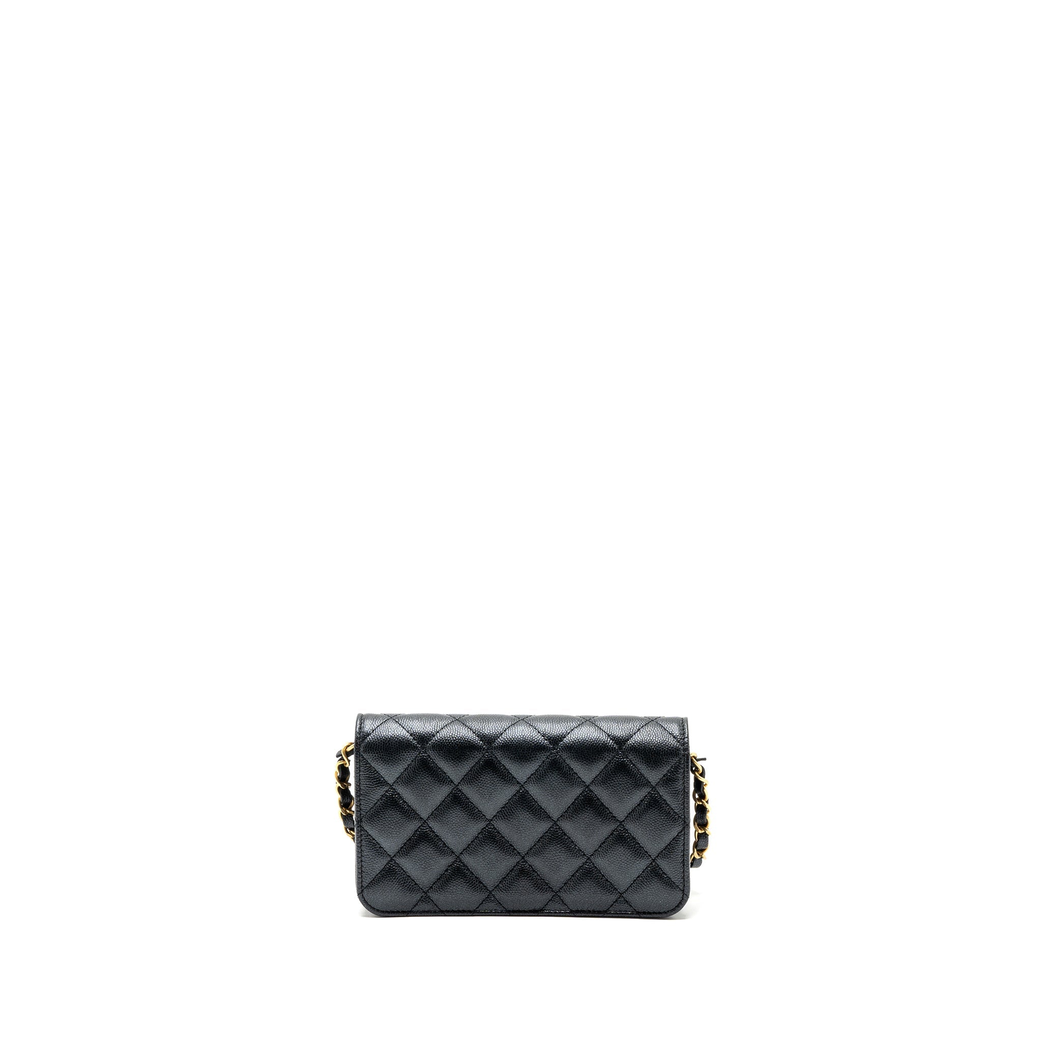 CHANEL MINI FLAP BAG WITH ADJUSTABLE CHAINS CAVIAR BLACK GHW(MICROCHIP)