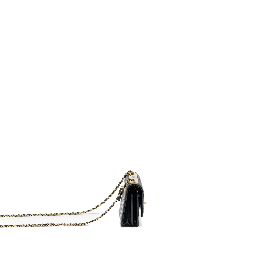 CHANEL MINI TRENDY CC WALLET ON CHAIN LAMBSKIN BLACK LGHW