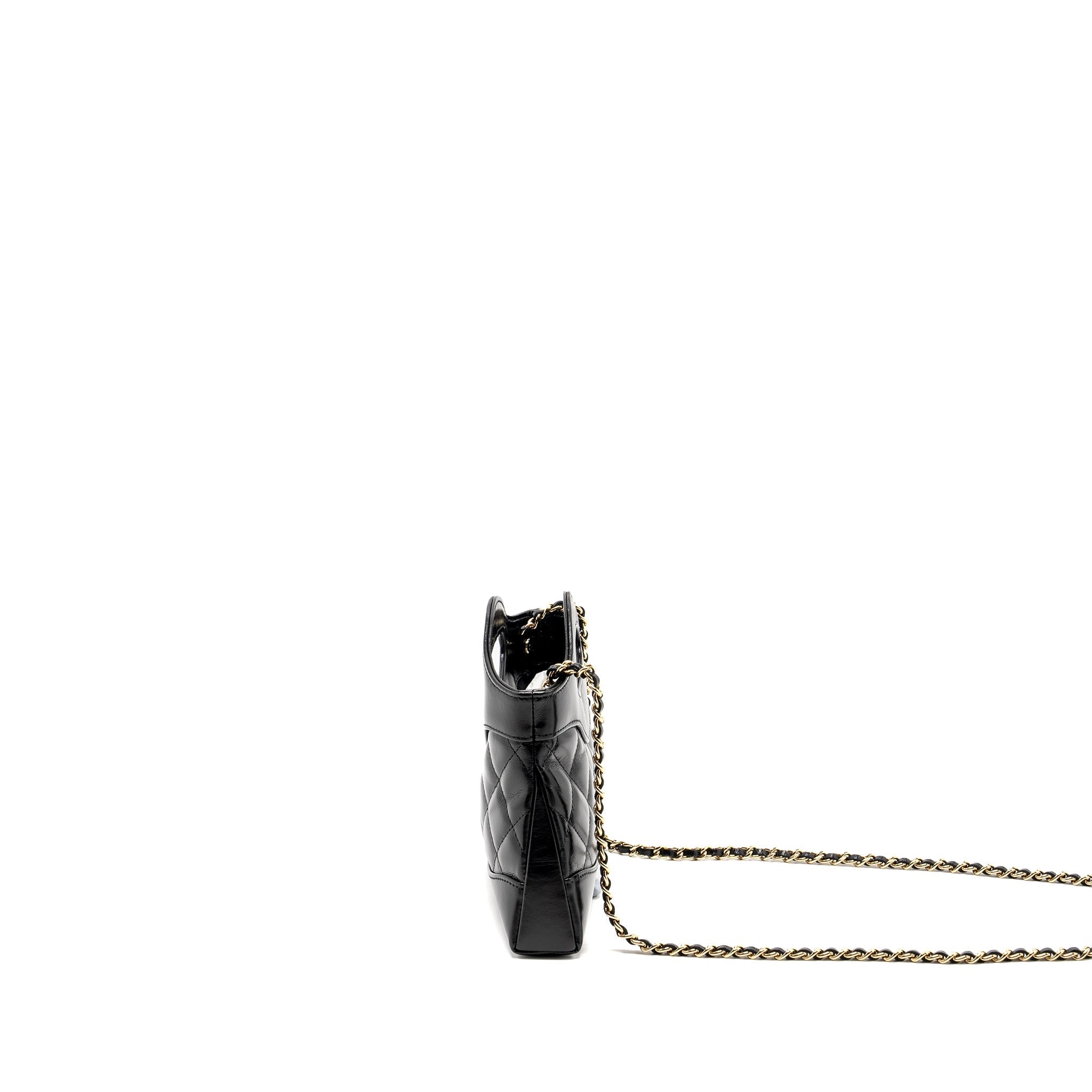 CHANEL MINI 31 CLUTCH WITH CHAIN SHINY LAMBSKIN BLACK LGHW (MICROCHIP)