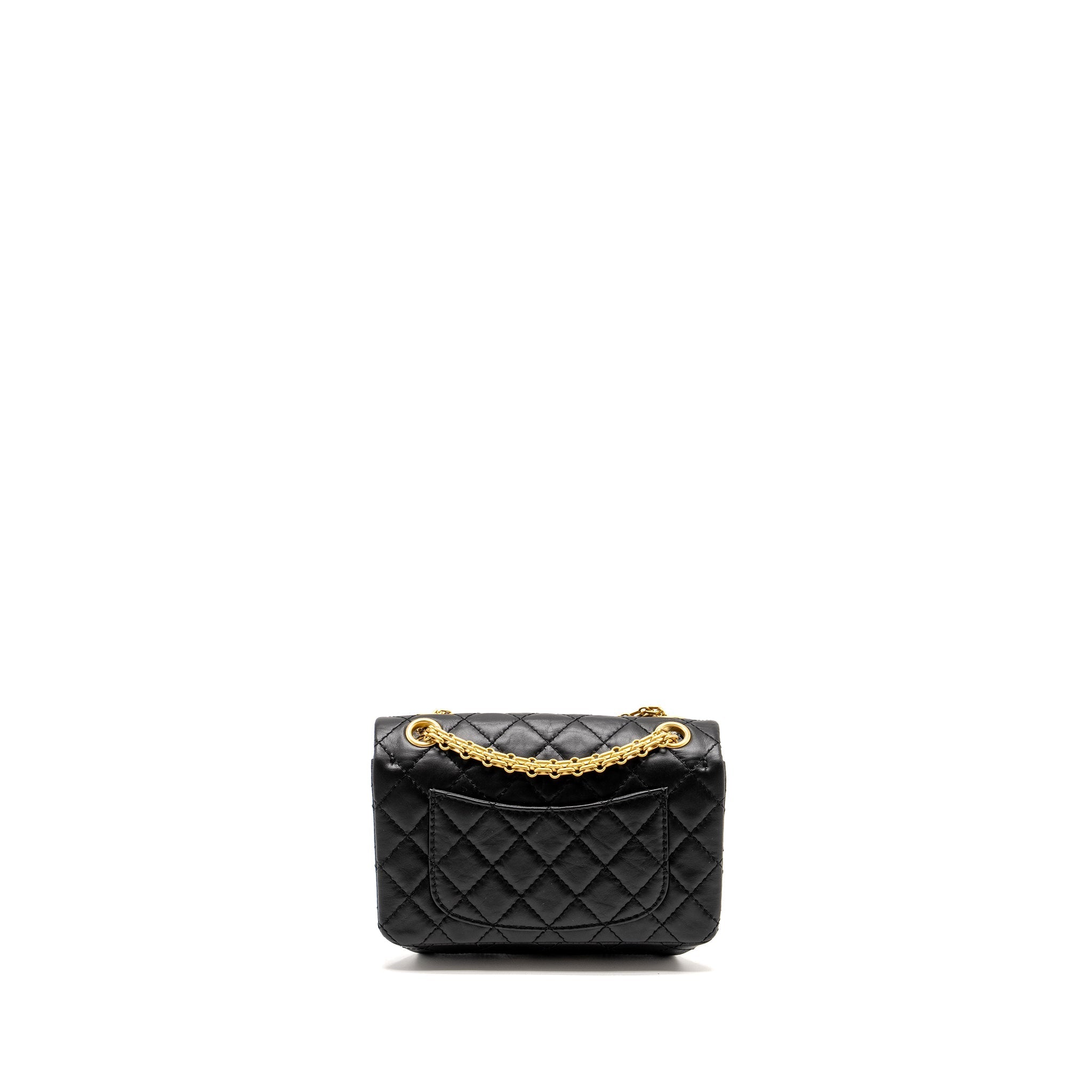 CHANEL MINI 2.55 REISSUE AGED CALFSKIN BLACK GHW (MICROCHIP)