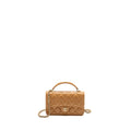 CHANEL TOP HANDLE MINI FLAP BAG LAMBSKIN CARAMEL LGHW (MICROCHIP)