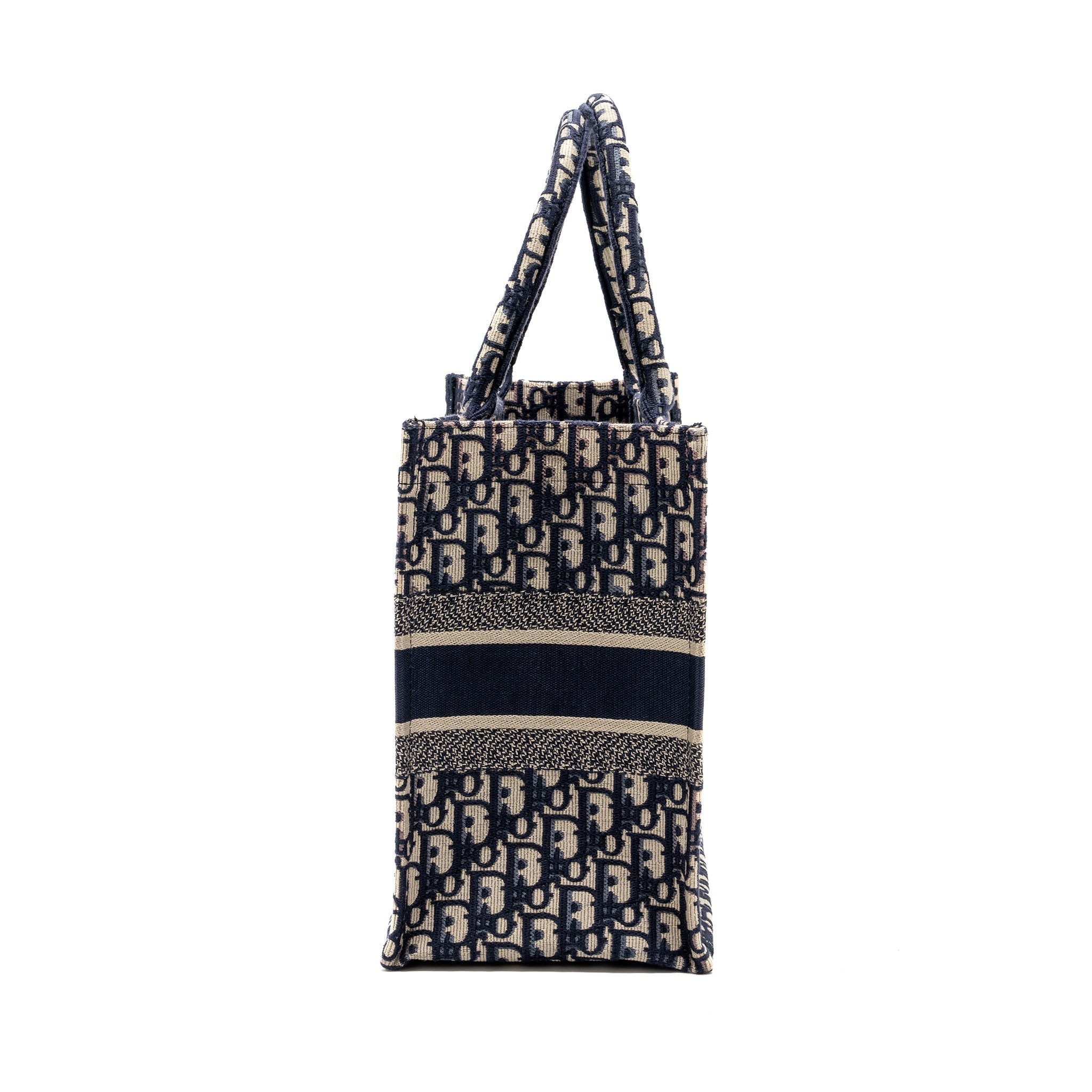 DIOR MEDIUM BOOK TOTE BLUE DIOR OBLIQUE EMBROIDERY