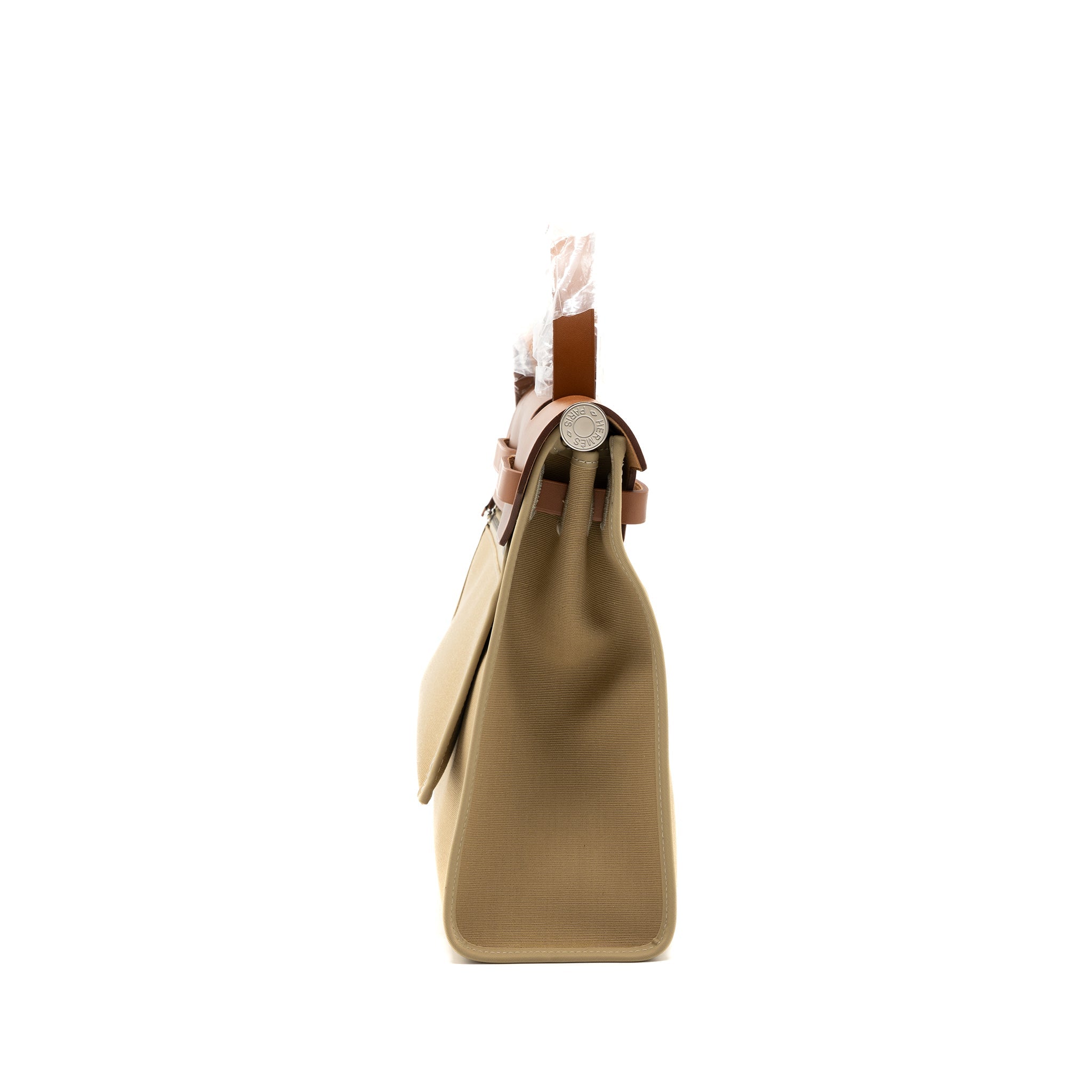HERMES HERBAG 31 ZIP BAG TOILE OFFICER CANVAS TRENCH/FAUVE SHW