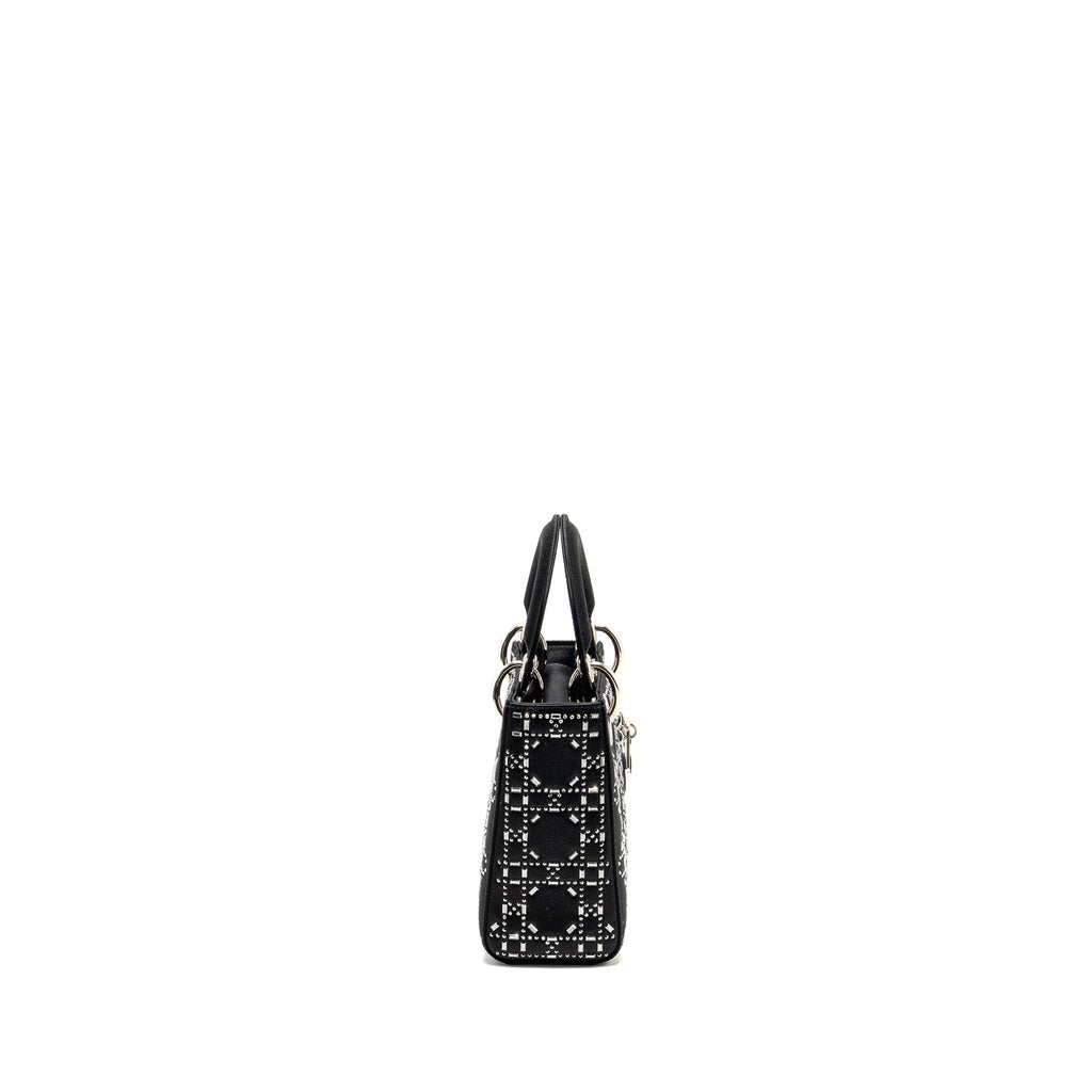 DIOR MINI LADY DIOR SATIN CRYSTAL BLACK SHW