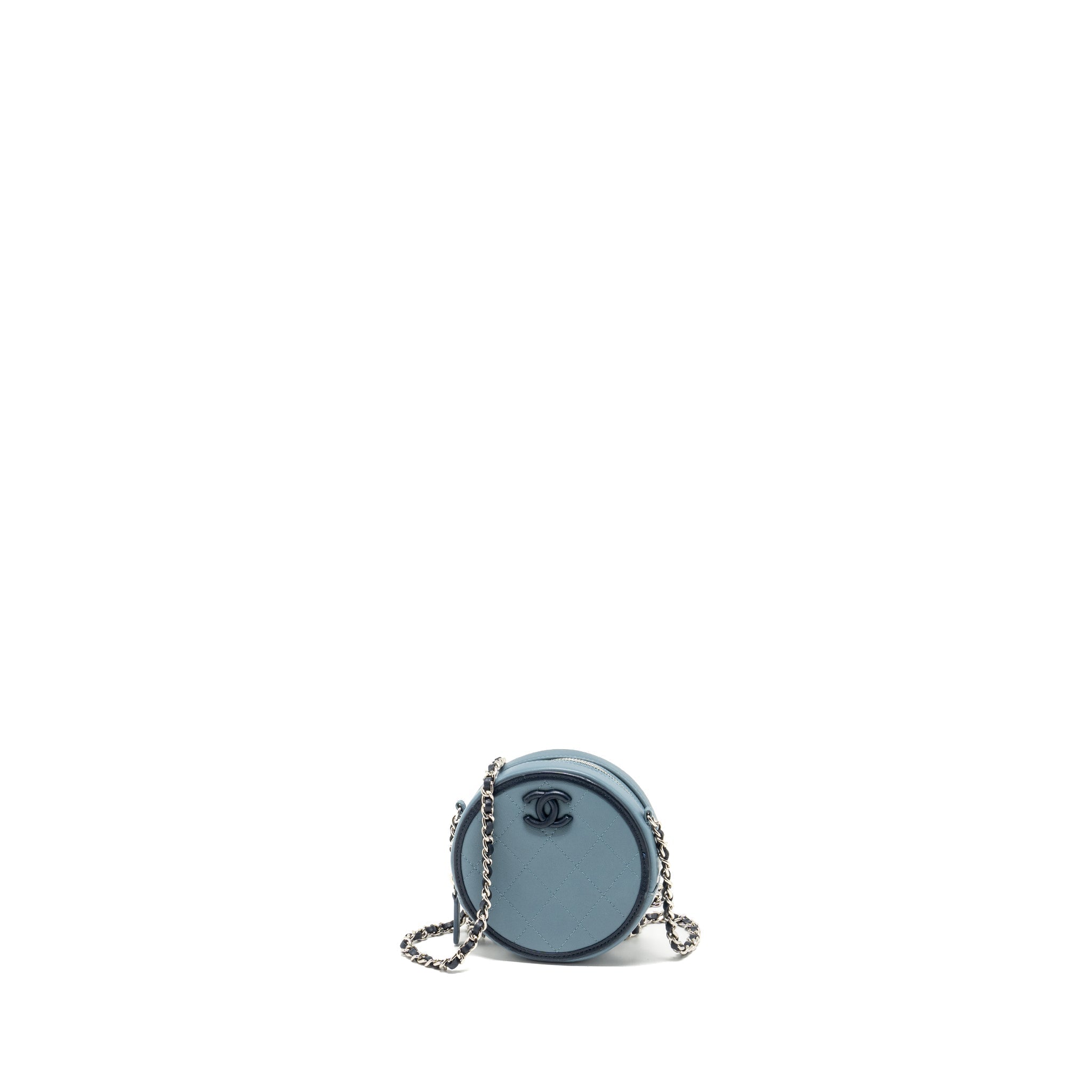 CHANEL ROUND CLUTCH WITH CHAIN LAMBSKIN MULTICOLOUR BLUE SHW