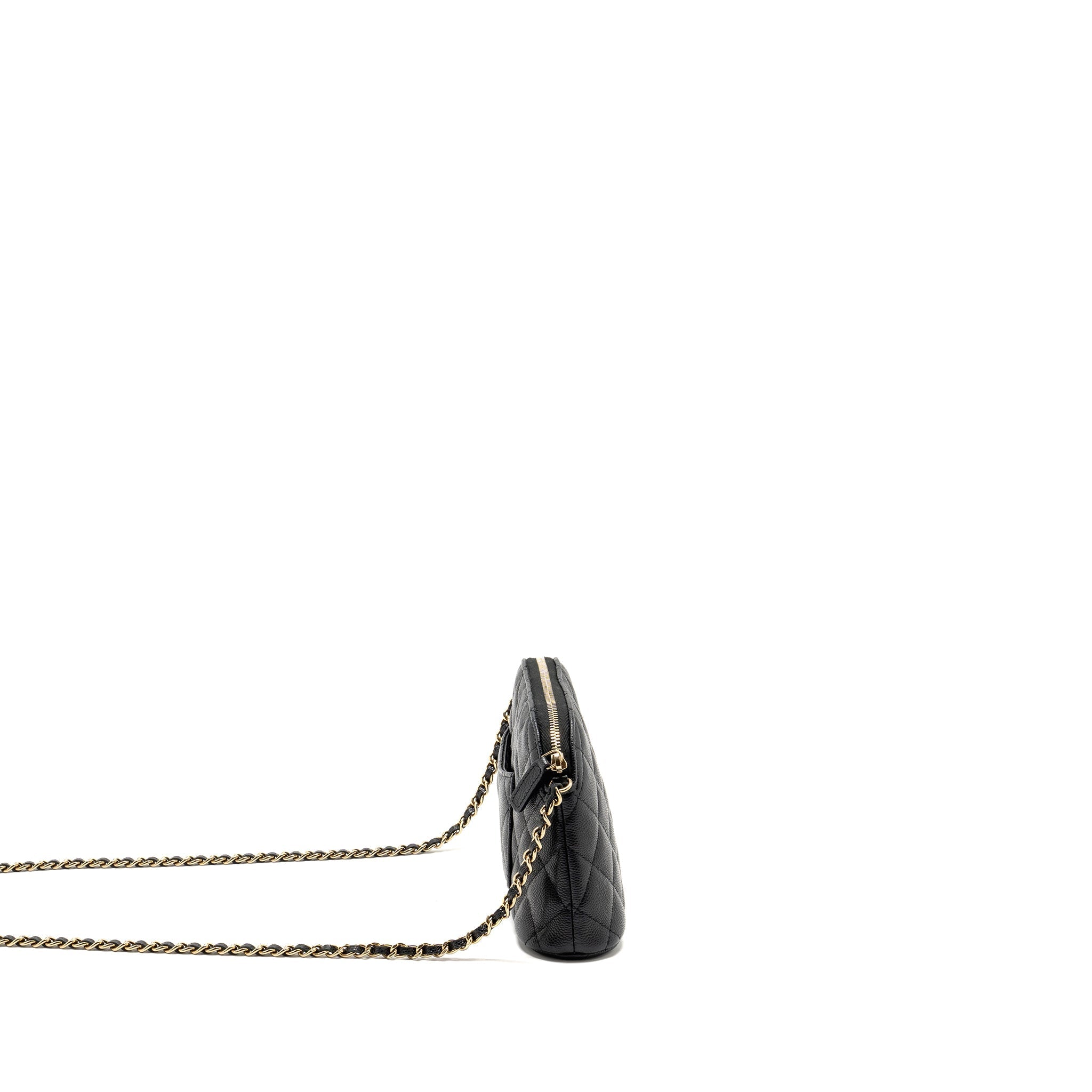 CHANEL CLASSIC CC CLUTCH WITH CHAIN CAVIAR BLACK LGHW (MICROCHIP)