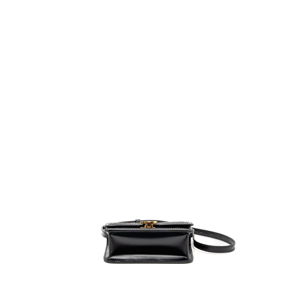 BURBERRY MINI TB MONOGRAM EMBOSSED SHOULDER BAG LAMBSKIN BLACK GHW
