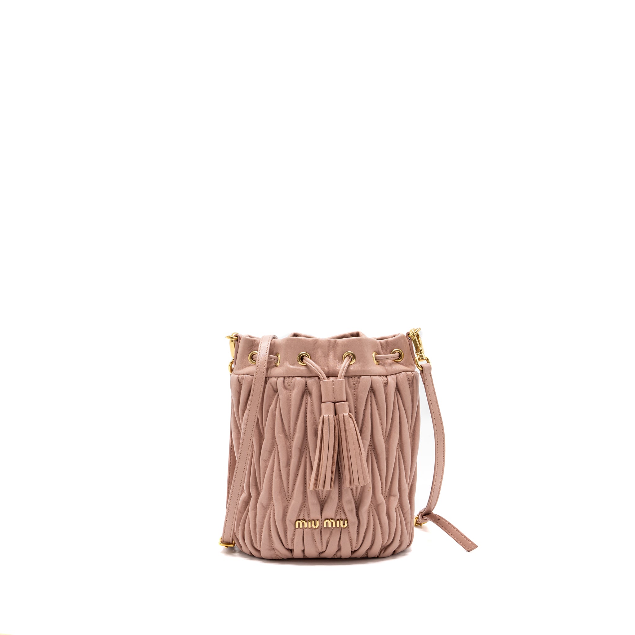 MIUMIU MATELASSE BUCKET BAG NAPPA PINK GHW